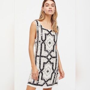 FREE PEOPLE* Speak Easy mini dress beaded and sequined open back sleeveless